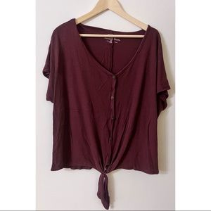 Maroon Waffle Knit Tshirt
